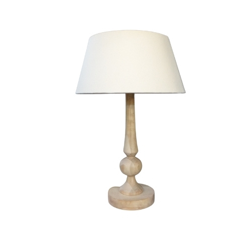 Solid Wood Bedside Lamp + Cotton Shade WF146 The Lamp Factory