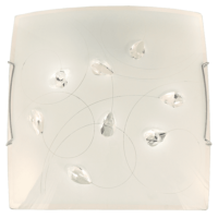 Frosted Patterned Glass Ceiling Light with Crystals | CF362