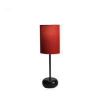 Solid Wood Lamp with Pipe, Black Wooden Base + Red Shade | WF120