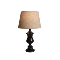 Solid Wood Mahogany Stained Table Lamp+Cream Lamp Shade | WF99
