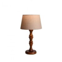 Solid Wood Oak Stained Bedside Lamp Stand+ Cream Colour Shade | WF9