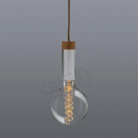 Pendant with Aluminium Holder & Wood Trim, 3m Canvas Cable Suspension | 8612.5.18