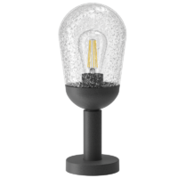 Aluminium Pillar Lantern with Clear Speckled Glass IP44 | L373 MATT BLACK