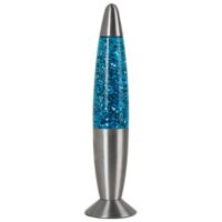 Glitter Lamp Blue Water with Silver Metal Cap & Base | H30BL
