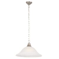 Satin Chrome Pendant with White Glass | PEN097