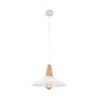 Metal and Wood Pendant with White Metal Shade | PEN371 WHITE