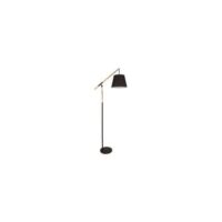 Metal and Wood Standing Lamp with Black Fabric Shade | SL018