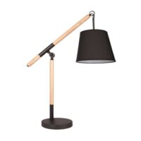 Metal and Wood Table Lamp with Black Fabric Shade | TL141