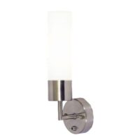 Satin Chrome Wall Light with Sealed White Cylindrical Glass | ML005 SATIN