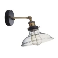 Antique Brass Wall Light with Clear Glass and Adjustable Arm | WB919 CLEAR