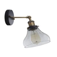 Antique Brass Wall Light with Clear Glass and Adjustable Arm | WB920/1 CLEAR