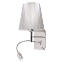 Polished Chrome Wall Light with Silver Thread Shade, Gooseneck Arm for LED and two Switch | WB030/2 CHROMEes