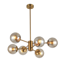Metal and Amber Glass Chandelier | CH534/6 GOLD