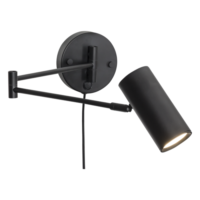 Metal Wall Bracket with Moveable Arms, Swivel Head and Switch | WB371 MATT BLACK