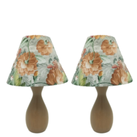 Solid Wood Pink Colour Bedside Twin Pack Lamps + Cone Shade | WF201