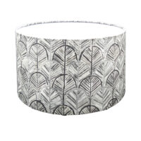 Drum Lampshade with Grey Print Material | S129