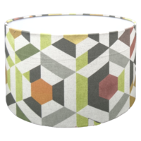 Drum Lampshade with Geo Print Material | S138